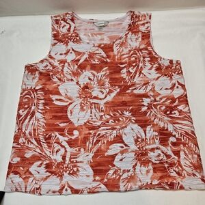 CJ Banks Red and White Floral Tank Top